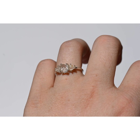 Unique Raw Diamond Engagement Ring OOAK Gemstone Sterling Silver Promise - Picture 2 of 5